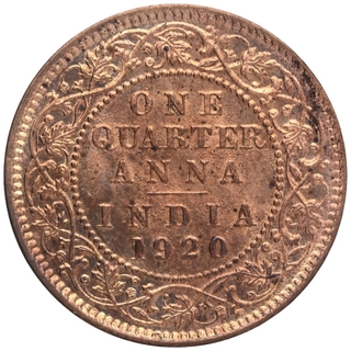 Copper One Quarter Anna Coin of King George V of Calcutta Mint of 1920.