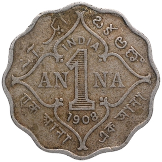 Copper Nickel One Anna Coin of King Edward VII of Bombay Mint of 1908.