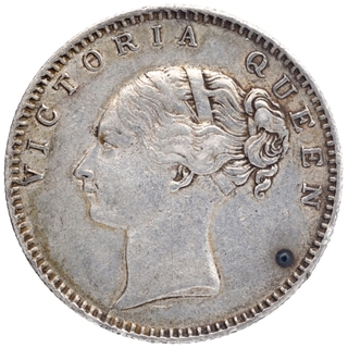 Silver Half Rupee Coin of Victoria Queen of Calcutta Mint of 1840.