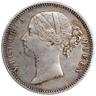 Silver Half Rupee Coin of Victoria Queen of Calcutta Mint of 1840.