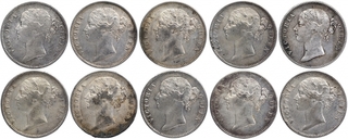 Silver One Rupee Coins of Victoria Queen of Calcutta Mint of 1840.