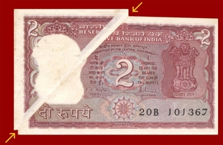 Error Two Rupees Bank Note Signed By R.N.Malhotra.