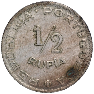 Copper Nickel Half Rupia Coin of Indo Portuguese.