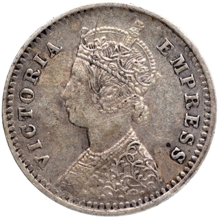 Silver Two Annas Coin of Victoria Empress of Bombay Mint of 1901.