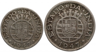 Cupro Nickel Quarter & Half Rupia Coins of Luiz I of Republic of Portugal of Indo Portuguese.