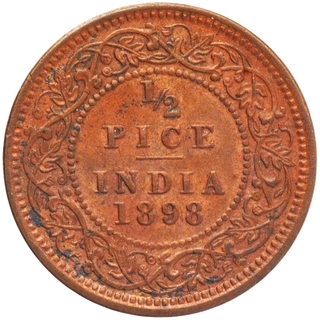 Copper Half Pice Coin of Victoria Empress of Calcutta Mint of 1898.