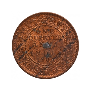 Copper One Quarter Anna Coin of King Edward VII of Calcutta Mint of 1904.