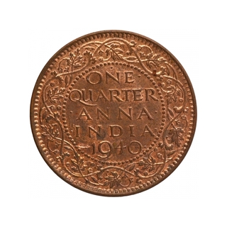 Bronze One Quarter Anna Coin of King George VI of Bombay Mint of 1940.