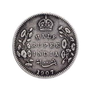 Silver Half rupee Coin of King Edward VII of Bombay MInt 1907.