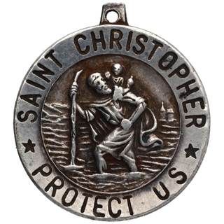 Silver Protection Pendant of Saint Christopher.