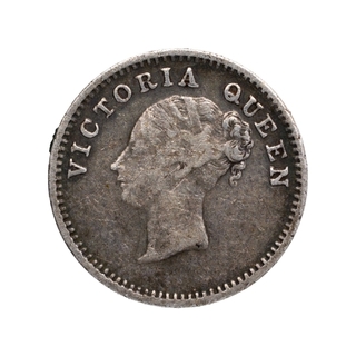 Silver Two Annas Coin of Victoria Queen of Madras Mint of 1841.