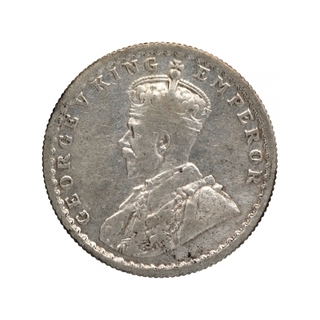 Silver Half Rupee Coin of King George V of Calcutta Mint of 1923.