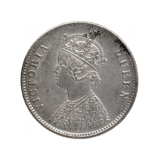 Silver One Rupee Coin of Victoria Queen of Calcutta Mint of 1862.