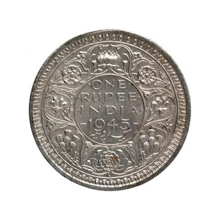 Silver One Rupee Coin of King George VI of Lahore Mint of 1945.