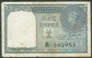 One Rupee Note of King George VI of 1944 Signed by C E Jones.