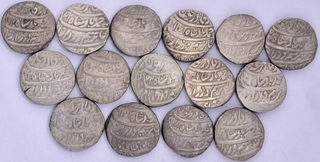 A lot of Fifteen Coins of Bareli Mint  Silver Rupee AH 1173/74 /14 RY Ahmad Shah Durrani.