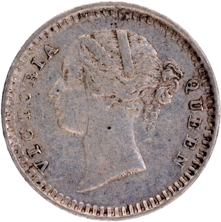 Die Doubling Silver Two Annas Coin of Victoria Queen of Bombay Mint of 1841.