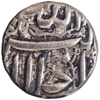 Silver Half Rupee Coin of Akbar of Ahmadabad Mint of Mihr Month.