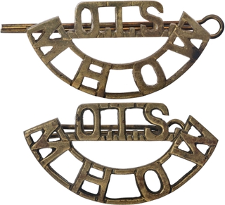 Brass Shoulder Title Badge Pair of Officers Training Schools MHOW.