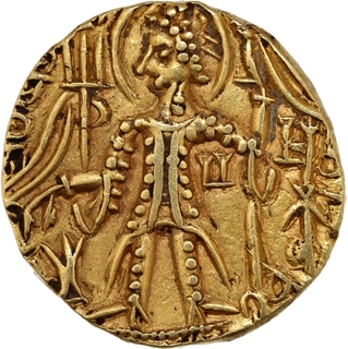 Ardokhsho type Gold Dinar Coin of Shaka of Later Kushan Dynasty.
