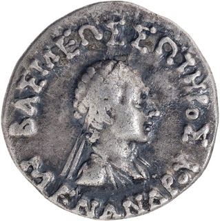 Rare Silver Drachma Coin of Menander I of  Indo Greeks.