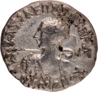 Silver Drachma Coin of Menander I of Indo Greeks.