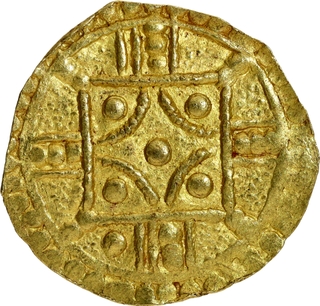 Very Rare Gold Pagoda Coin of Chalukyas of Kalyani of Temple type.