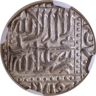 Akbar Silver Rupee, AH 986 (1578 CE), Ahmadabad Mint, NGC AU 55.