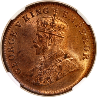 Sailana State, Jaswant Singh, Copper Quarter Anna, NGC MS64 RB – Very Rare Grade.