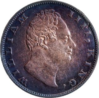 Rare King William IIII of 1835 F Dugout Silver One Rupee Coin of Calcutta Mint.