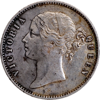 Very Rare Silver One Rupee Coin of Victoria Queen Divided Legend of Calcutta Mint of 1840 with 26 Berries.