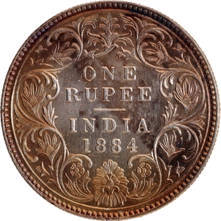 Rare Silver One Rupee Coin of Victoria Empress of Bombay Mint of 1884.