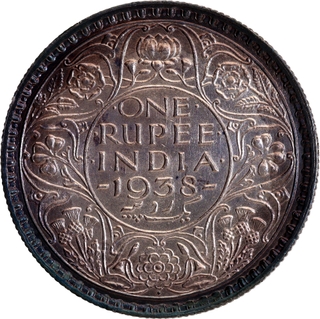 Very Rare Uncirculated Silver One Rupee Coin of Bombay Mint of King George VI of 1938.