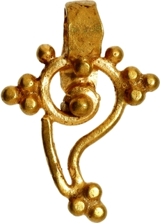 Very Rare Gold Conch Shell (Shankha) shaped Pendant Primitive Money from Rigvedic Period.