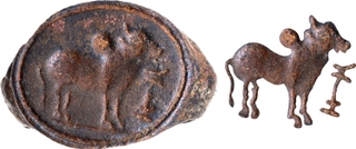 Very Rare Copper Signet Ring of Pallava Period.