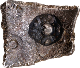 Punch Marked Silver Five Shana Coin of Shakya Janapada of Narhan Hoard type.