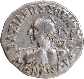  Indo Greeks Silver Drachma Coin of Menander I.