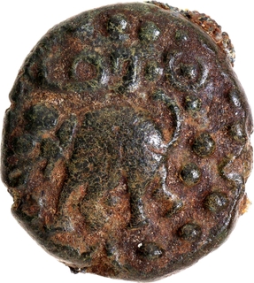 Copper Coin of  Veera Udayamarthandavarman of Cheras with the legend Mara.