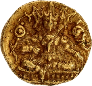 Extremely Rare Krishnadevaraya Gold Half Varaha Coin of Vijayanagara Empire.