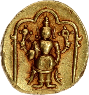 Venkatapathiraya III Gold Half Varaha Coin of Aravidu Dynasty of Vijayanagara Empire.