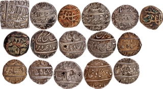 Mughal Empire, Silver Rupee (13) & Copper Coins (3) Lot of 16 Coins of different Mughal Rulers.