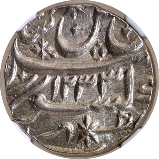 Rare NGC MS 62 Silver Rupee of Ghazi ud Din Haidar, Muḥammadabad (Banaras) Mint, AH 1233 / 26 RY.