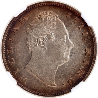 Rare NGC AU 58 Graded Silver One Rupee Coin of Calcutta Mint of King William IIII of 1835 of R S Incused.