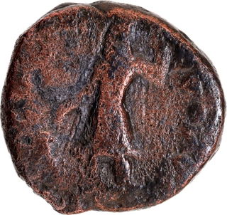 Extremely Rare Copper Tetradrachma Coin of Kanishka I of Kushan Dynasty of Shakyamuni Buddha type.