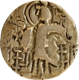 Ardokhsho type Base Gold Dinar Coin of Kidara Kushan of Later Kushan Dynasty.