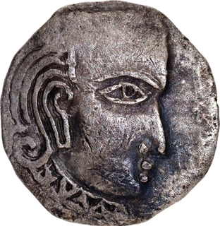 Madhyadesha type Silver Drachma Coin of Kumaragupta I of Gupta Dynasty.