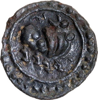 Rare Potin Coin of Pallavas of Kanchi of Chakra Type.