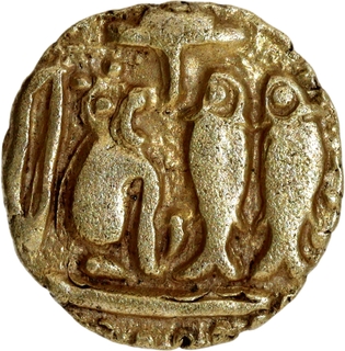 Rare Gold One Eighth Kahavanu Coin of Raja Raja I of Chola Empire.