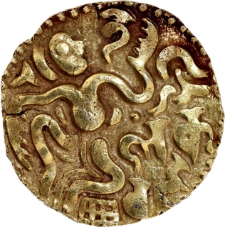 Rare Gold Kahavanu Coin of Raja Raja I of Chola Empire of Srilankan Kings.