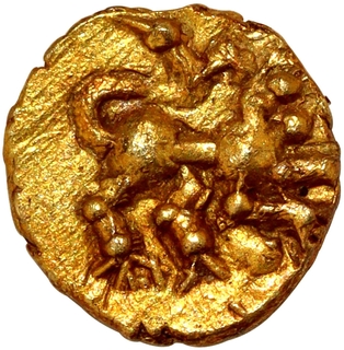 Extremely Rare Gold Quarter Fanam Coin of Hoysala Dynasty.